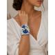  Artisan  cuff bracelet "Sapphire Symphony". Shibori silk bracelets.