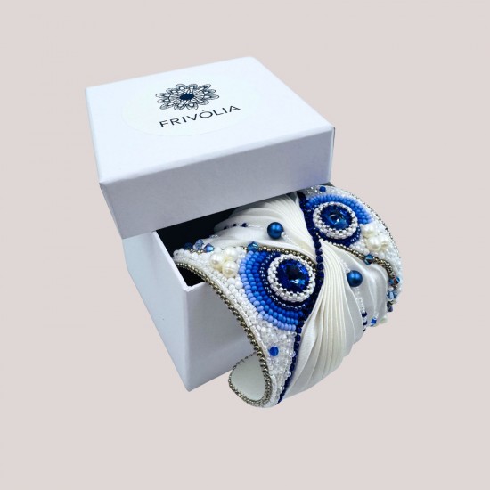  Artisan  cuff bracelet "Sapphire Symphony". Shibori silk bracelets.