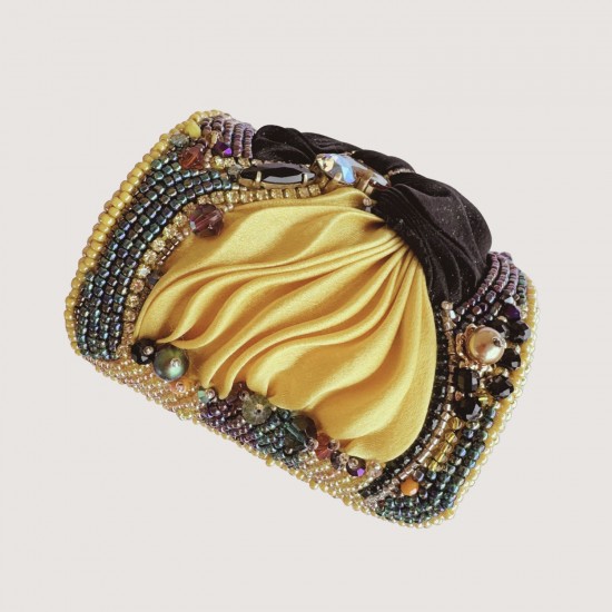 Artisan cuff  bracelet " Amber Flow". Shibori bracelets.