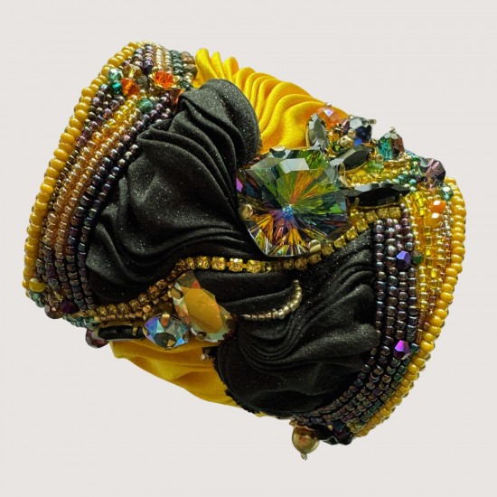  Artisan cuff  bracelet " Amber Flow". Shibori bracelets.