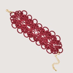 Frivolite - Tatting bracelet "Charm lace" - Red wine Frivolite - Tatting bracelet "Charm lace" - Red wine