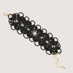Frivolite - Tatting lace bracelet "Charm lace" - Black