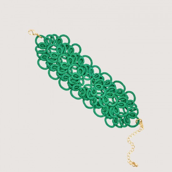 Frivolite - Tatting bracelet "Charm lace" - Green Frivolite - Tatting bracelet "Charm lace" - Green