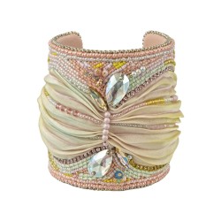 Cuff bracelets. Handmade cuff bracelet  "Pastel Fantasy". Embroidery with Shibori silk ribbons bracelet.