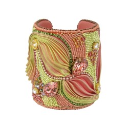 Handmade beaded embroidered  cuff bracelet  "Passion Fruit"