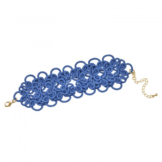 Tatting lace bracelet "Charm" - Royal blue