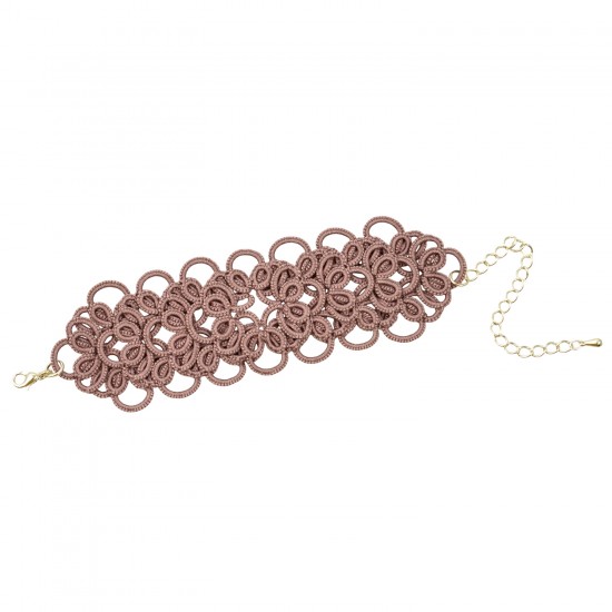 Tatting lace bracelet "Charm" - Dusty pink