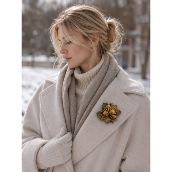  Handmade brooch "Hazelnut"
