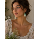  Artisanal beaded earrings "White tulip" from "Tulip Bloom" collection 