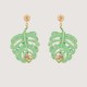 Artisan earrings "Monstera Leaf" - Mint color