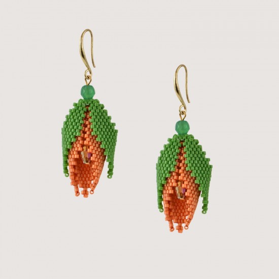 Artisanal beaded earrings "Peach tulip". "Tulip Bloom" collection Artisanal beaded earrings "Peach tulip". "Tulip Bloom" collection