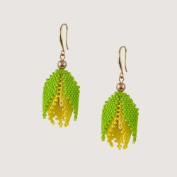  Artisanal beaded earrings "Yellow tulip" from "Tulip Bloom" collection 