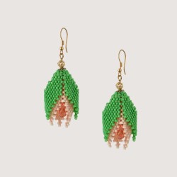 Artisanal beaded earrings "Pink tulip" from  "Tulip Bloom" collection 