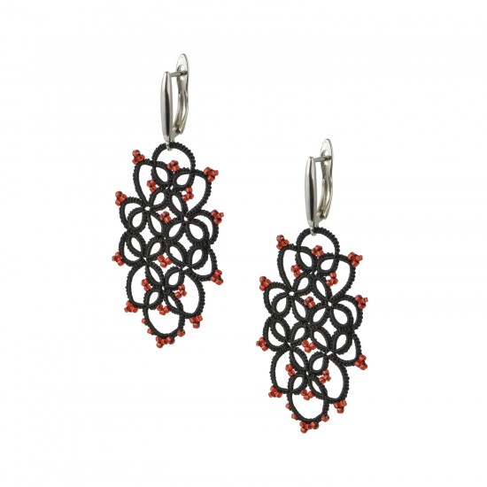 Earrings "Red weaving"