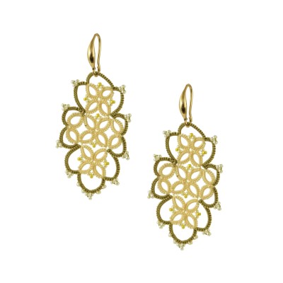  Earrings "Yellow weaving"