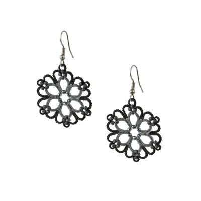  Earrings "Flowers Grey-black"