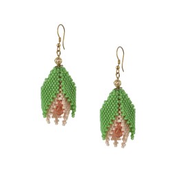 Beaded earrings "Pink tulip"