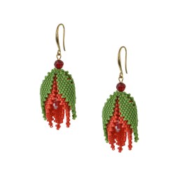 Beaded earrings "Red tulip"