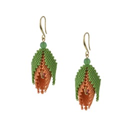 Beaded earrings "Peach tulip"
