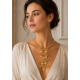 Artisan golden necklace   " Solar Rhythm " with Kaleidoscope round crystals