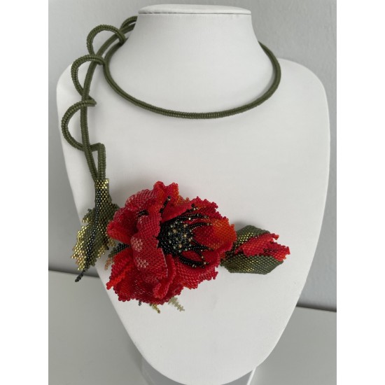 Necklace "Red Poppy" 