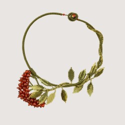 Artisan beaded necklace "Rowan branch"