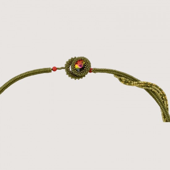 Artisan beaded necklace "Rowan branch"