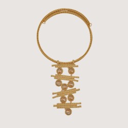 Artisan golden necklace   " Solar Rhythm " with Kaleidoscope round crystals