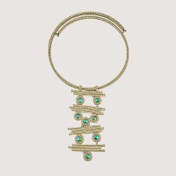 Artisan silver necklace "Solar Rhythm " with Scarabaeus green crystals Artisan silver necklace "Solar Rhythm " with Scarabaeus green crystals